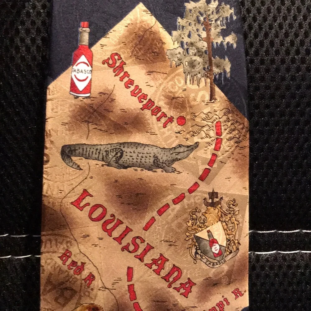 New Tabasco New Orleans Louisiana treasure map pirate ship Cajun silk tie